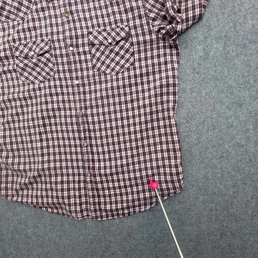 Mambo Men's XL Red Plaid Western Pearl Snap Long Sleeve Cotton Shirt Music